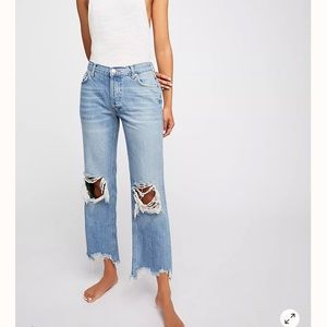 Maggie Mid-Rise Straight-Leg Jeans FREE PEOPLE